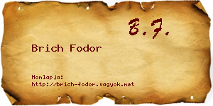 Brich Fodor névjegykártya